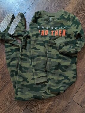 Carter's Camouflage Fleece Zip One-Piece with Orange Accents